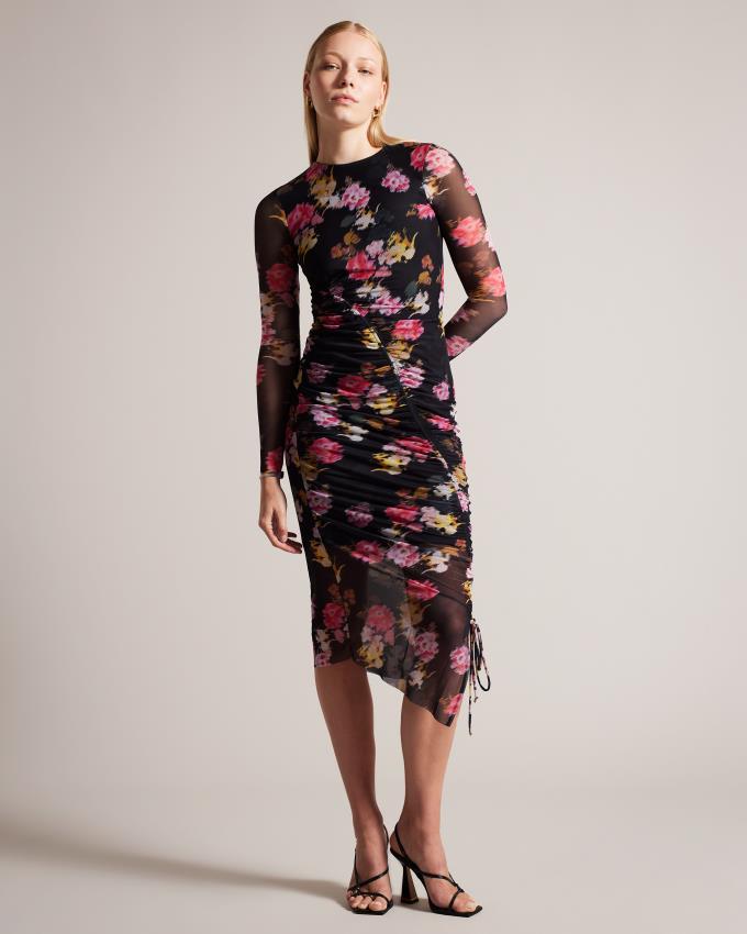 Peignoir Ted Baker Floral Bodycon With Drawcord Noir Femme | VUE-20870134